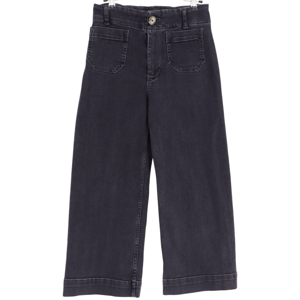 Pilcro By Anthropologie The Skipper Wide Leg Jeans Black Petite 26P High Rise